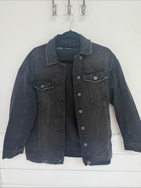 Zara Black Washed Denim Jacket